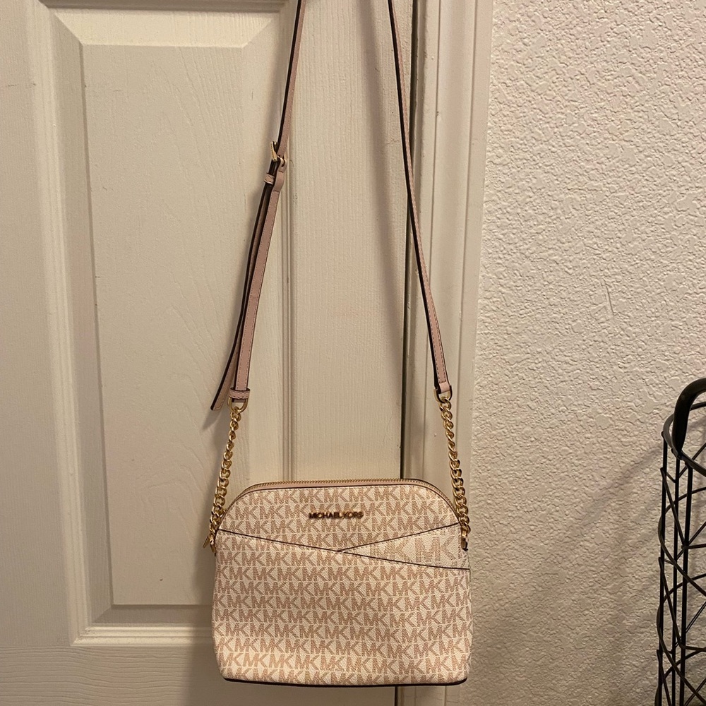 Michael Kors White and Gold Crossbody Bag